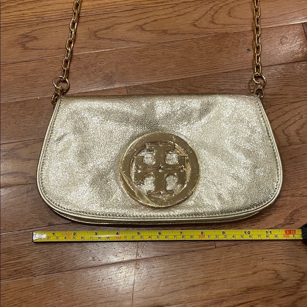 Tory Burch Metallic Gold Shoulder or Clutch Bag